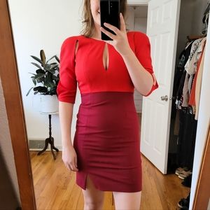 Black Halo Anthony Eddie Keyhole Color-block Mini Colorblock Dress Red 6